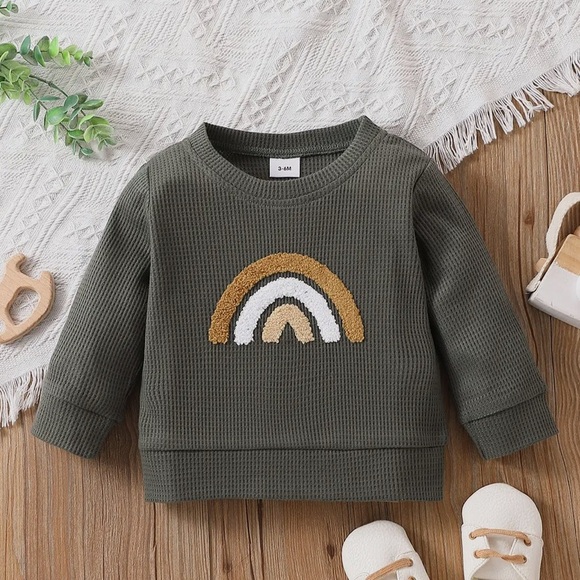 PatPat Other - Kids Green Waffle Rainbow Pattern Shirt